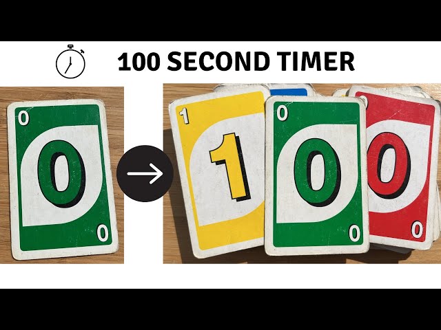 0 – 100 Second Timer Count Up with UNO Card Game Numbers