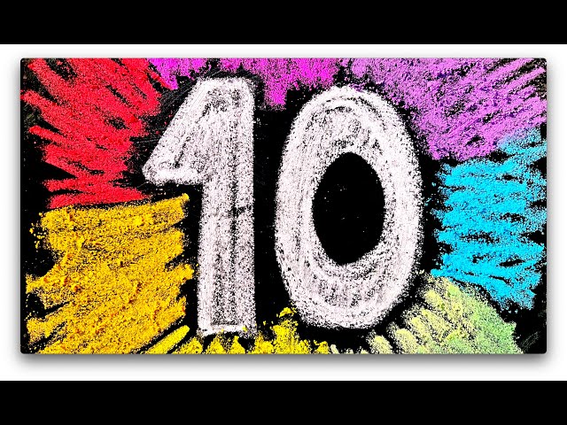 Countdown Ten to Zero in Crayola Chalk Fun Numbers | 10 Seconds with music and dancing zero