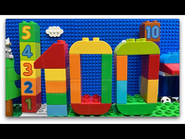 Count 1-100 with Duplo LEGO block numbers in 2 minutes – early learning Maths fun