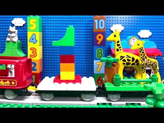 Count 1 to 20 on Duplo LEGO Train | Counting up to 20 with zoo animals | Kindergarten Maths